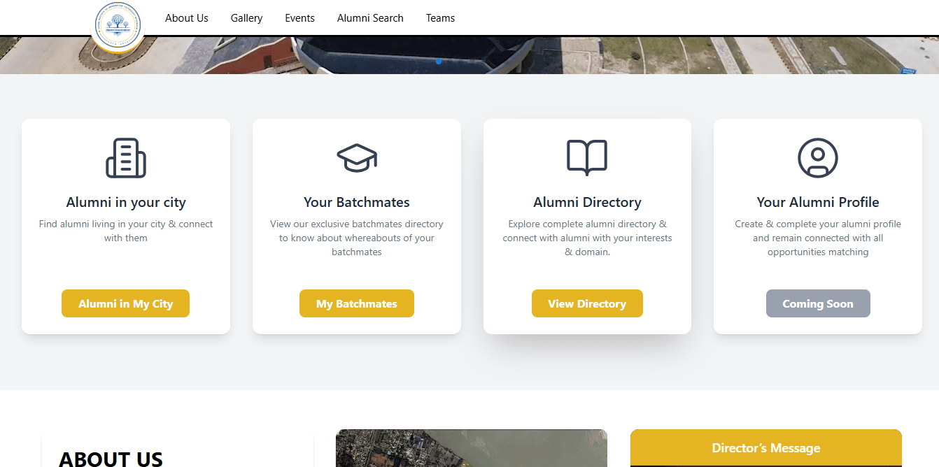 Screenshot of Alumni Portal